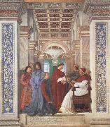 Melozzo da Forli Pope Sixtus IV appoints Platina as Prefect of the Vatican Library (mk45) oil painting artist